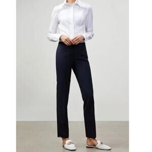 Lafayette 148 Wool Trouser Pants Straight Fit Navy Blue Size 10